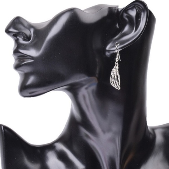 🦴 Single Pair Of Skeleton bone hand drop earrings in gold or silver💀 - Picture 8 of 8